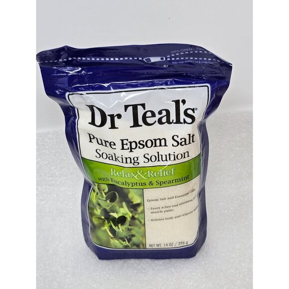 Dr Teals Pure Epsom Salt Soaking Solution Relax Relief Eucalyptus Spearmint 14Oz - Picture 1 of 2